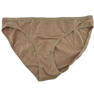 Victoria's Secret Solid Beige Cotton Hi Cut Leg Bikini Womens Size Large